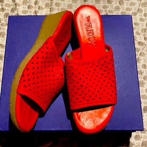 The Flexx Red Leather Slides NeverUsed